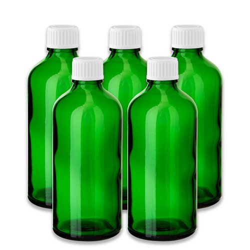 Grüne glasflasche 100 ml - 5x,