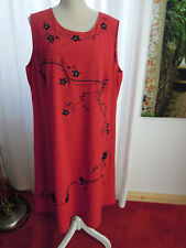 Figurfreundliches Sommerkleid 23 46 XXL Rot bestickt wadenlang  Maße im Angebot