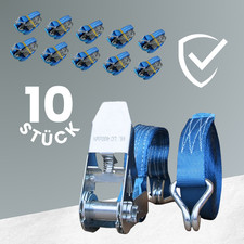 10x Spanngurte 2tlg. 6m 800kg 25mm mit Ratsche & Haken Zurrgurte Ratschengurte