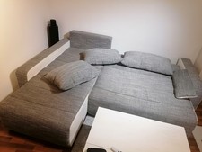 Sofa mit Schlaffunktion, Weiß/Grau