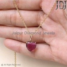 Solid 14K Gelbgold Turmalin Edelstein Herz Form 13 MM Anhänger Geschenk für Sie