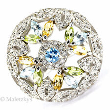 XXL Statement Ring Topas Citrin Peridot & Zirkonia 925er Silber 18,1 mm Gr. 57