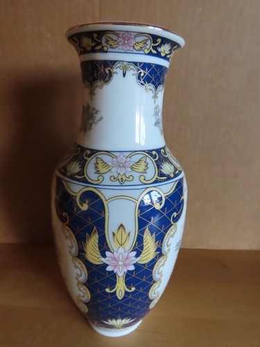 Vase keramik rund blau weiß - vase,