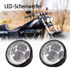 High Low Beam LED Scheinwerfer Chrom x2 für Harley Dyna Fat Bob FXDF 2008-2015