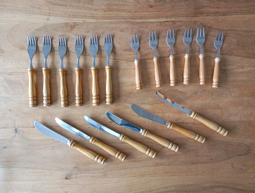 Besteck mit holzgriff - besteck,