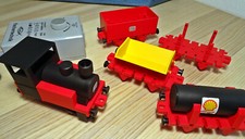 Fischertechnik Baukasten Bau-Spiel-Bahn BSB Lok, Trafo + 4 Anhänger