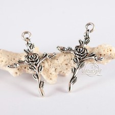 2x Anhänger Kreuz Rose Charms