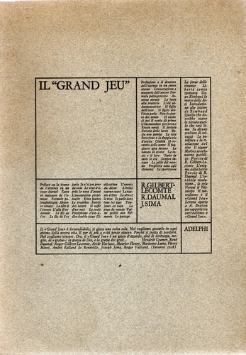Das grand jeu schriften von - das,