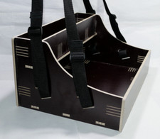 NEU! Holz Bauchladen schwarz mit Oberlade 2 Gurte JGA Fete Catering 42cm x 30 cm