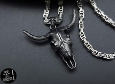 Halskette Widderkopf Vintage Schädel Anhänger Königskette Totenkopf Stier NEU