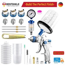 HVLP Lackierpistole mit 1,4/1.7/2.0mm Düse 650ml Tank Sprühpistole Spritzpistole
