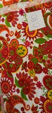 706-French Terry Sommersweat Stoffrest retro Blumen weiß rot Jogging 0,80 m