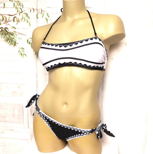 Schwarz weißer bikini - schwarz,