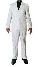 Herren Designer Anzug Weiß Sakko und Hose Herrenanzug Bundfalte Einreiher 46-56