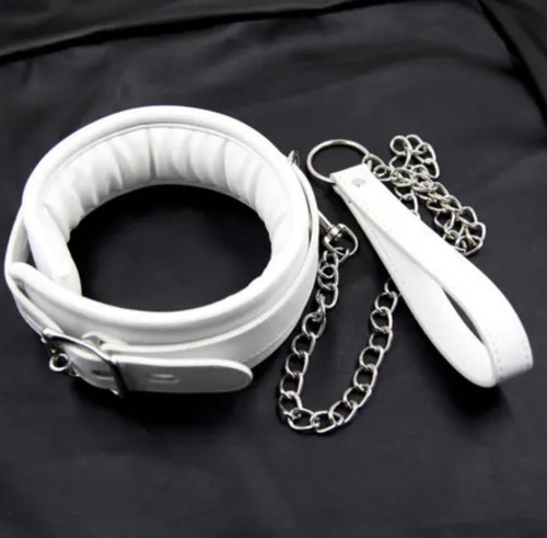 Halsband weiß leder neu - halsband,