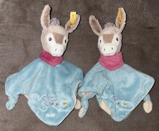 2 Steiff Esel Issy Schmusetuch Schnuffeltuch Grau Mint Türkis Zwillinge