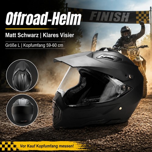 Offroad helm matt - matt, schwarz