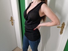 Joseph A. Top Shirt Wasserfall Ausschnitt silk Kinky Kitkat Club Berghain XS S M