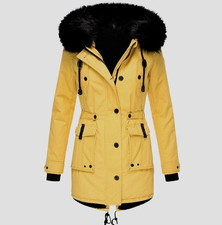 Damen Winter Jacke Stepp Mantel Parka Winterjacke Kunstpelz Warmgefüttert Kapuze