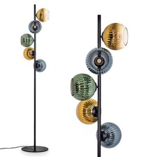 HOFSTEIN Cesaro Stehlampe aus Metall/Riffelglas Schwarz/Grün/Blau/Gold/Klar, E14