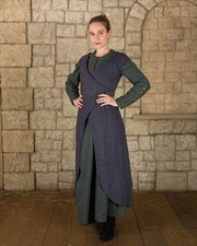 Mytholon Vysera Überkleid Fischgrat Blau/Grau L Larp Mittelalter #16251