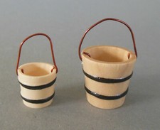 Eimer 2 Stück Holz Kübel 1,5 cm / 2 cm  hoch Holzeimer Krippenzubehör N 51