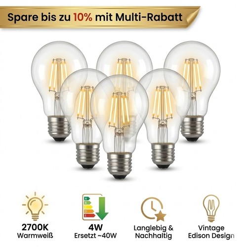 E27 led vintage filament - 6x,