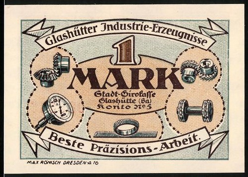 Notgeld glashütte 1921 - notgeld, 1
