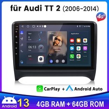 4+64G Für Audi TT 8J 2006-2014 Autoradio Carplay Android 14 GPS NAVI WIFI DAB 4G