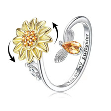 Damen Ring Sonnenblume Biene