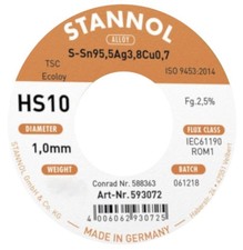 STANNOL 1,0mm Ecoloy TSC HS10 S-Sn95,5Ag3,8Cu0,7 Solder Lötzinn bleifrei NoClean