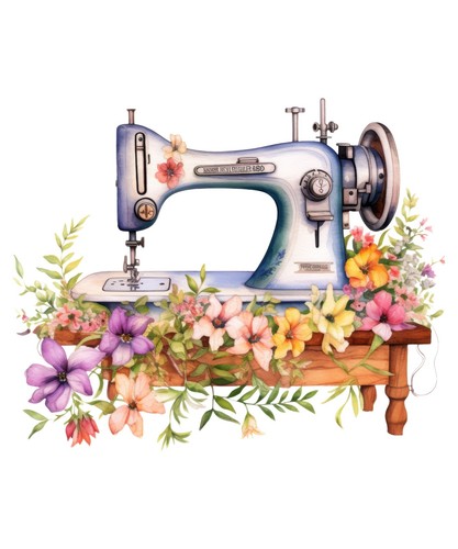 Aquarell nähmaschine blumen - nähmaschine,