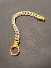 Quinn Silberarmband massiv Panzer, Endöse und Karabiner vergoldet