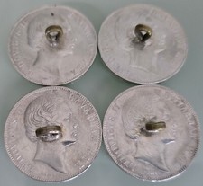 MDS BAYERN 4 x MÜNZKNÖPFE TRACHTENKNÖPFE "LUDWIG II. - PATRONA BAVARIAE", SILBER