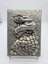 Geldscheisser Glücksbringer Zinn Wandbild Handarbeit schon sehr alt