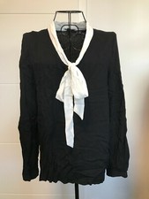 ESMARA by HEIDI KLUM Bluse schwarz große weiße Schleife Gr. 38 langarm #ALE