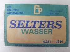 1x altes DDR Etikett Selters Wasser - VEB  Brauerei Wiesenburg Kombinat Potsdam 