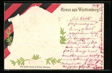 Präge-AK Wappen von Württemberg, von landesfarben eingerahmt 1899 