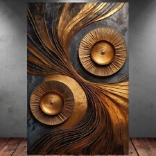 LEINWAND BILDER XXL ABSTRAKT MODERNE KUNST GOLD KREISE WAND POSTER P1032