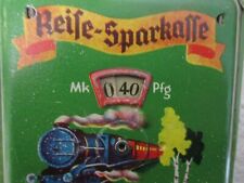 D.R.G.M. Geobra Blech Spardose REISE-SPARKASSE ( EISENBAHN ) / 1930er Jahre