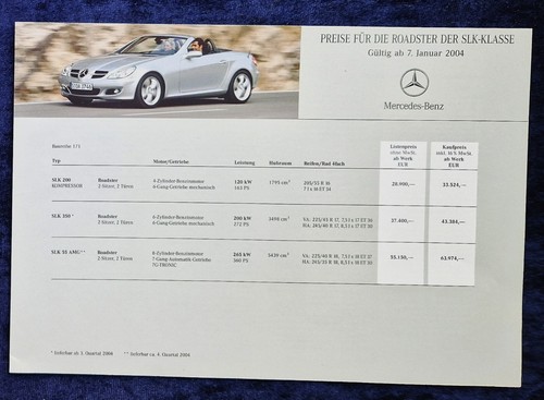Mercedes slk preisliste - mercedes,