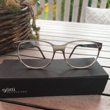 GÖTTI Brillenfassung Brille Titanbügel Vollrandig Grau Blau M neuwertig 