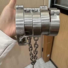 Bondage Edelstahl Handschellen Fußfesseln Halsband Fesselset BDSM Manschetten DE