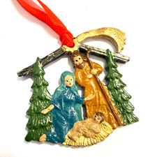 Zinn Christbaumschmuck Krippe