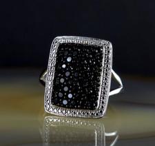 Ring Silber 925 Spinell schwarz Designer 19,8 mm markant & wunderschön funkelnd