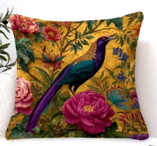 Kissen Bezug 45 cm floral Vogel Garten Cottage Deko botanisch Vintage Shabby