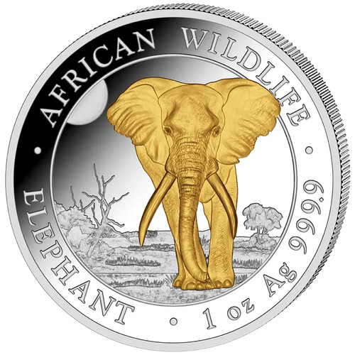 Silbermünze elefant african - elefant,