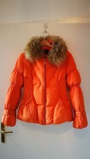 Daunenjacke Jacke Echtfell Kapuze Größe M/L orange Winterjacke Mantel Skijacke