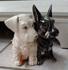 Seltene alte Porzellanfigur - Black & White - Hundepärchen