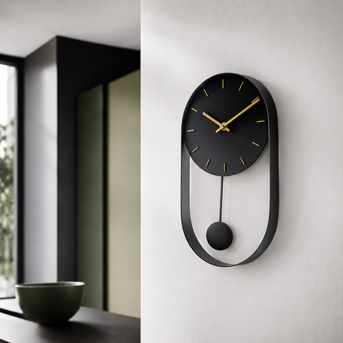 Wanduhr mit pendel schwarz - pendel,